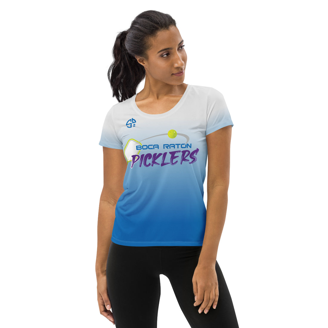 Scott Johnston 30 Boca Raton Picklers™ SKYblue™ Women's Short Sleeve Fan Jersey - Ombre Turquoise