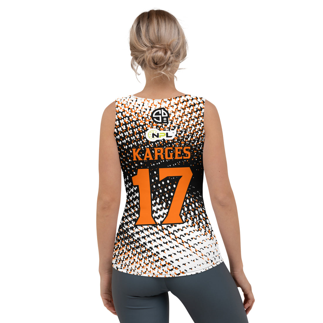 Chris Karges 17 Austin Ignite™ SKYblue™ 2023 Authentic Sleeveless Jersey in Black, Orange & White