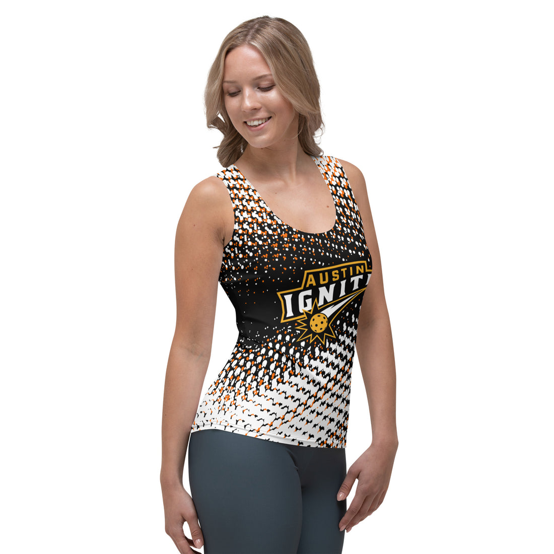 Amy Yarbrough 2 Austin Ignite™ SKYblue™ 2023 Authentic Sleeveless Jersey in Black, Orange & White