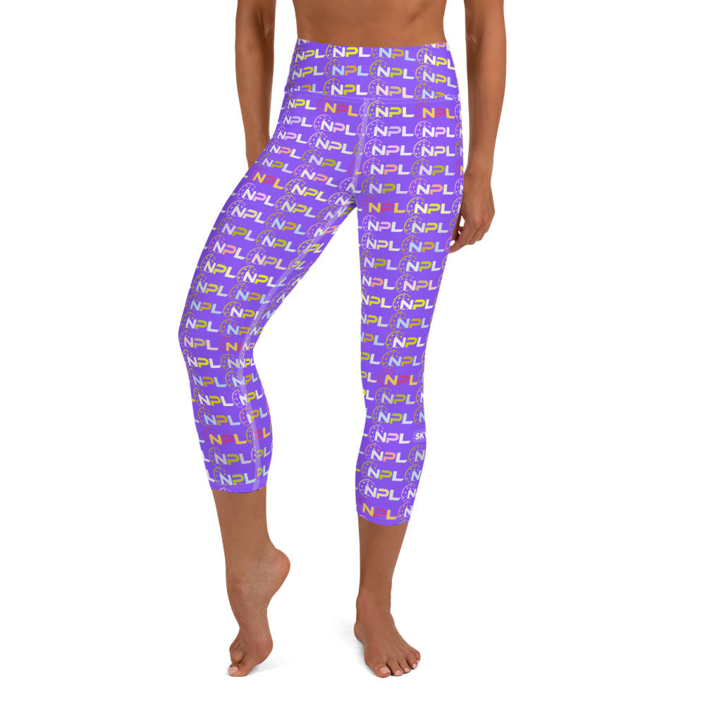 NPL™ Pop-Art Women's Pickleball Capris – Magenta/Multi-Color: Your Passport to the Perfect Pickleball Session with UPF 50+ Protection